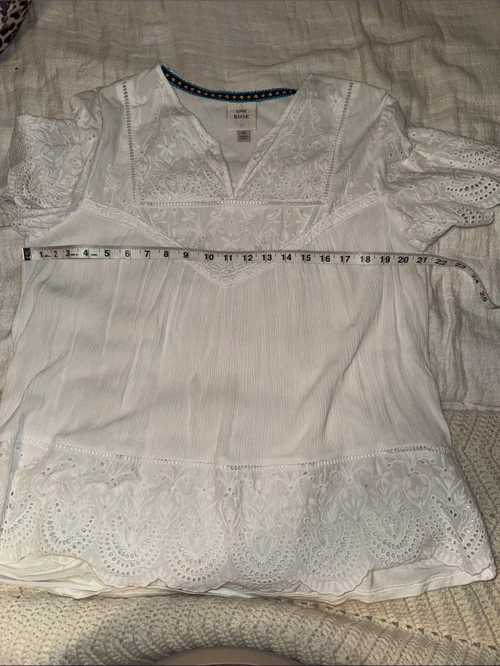 Knox Rose White Eyelet V‑Neck Cotton Blouse - Picture 6 of 6